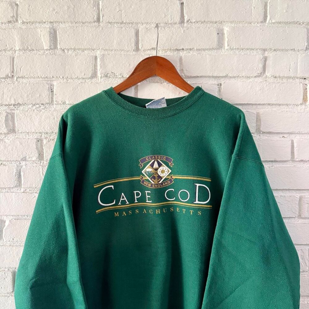 Vintage 90s Cape Cod Green Made in USA Embroidered Crewneck Sweatshirt XL